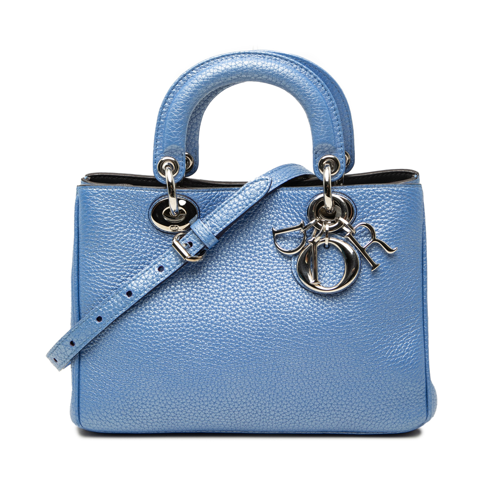 Pre-Loved Dior Mini Metallic Pebbled Calfskin Diorissimo Satchel